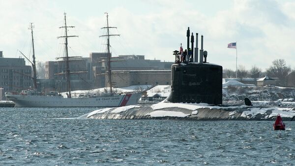 Submarino nuclear USS Indiana (SSN 789) da classe Virginia, dos EUA (imagem referencial) - Sputnik Brasil