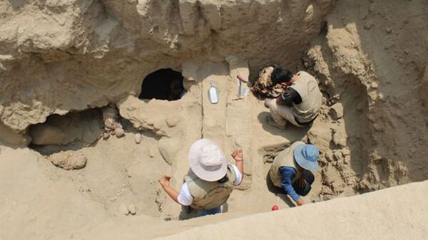 Escavações do enterramento com restos de crianças no complexo arqueológico de Cajamarquilla, Lima - Sputnik Brasil