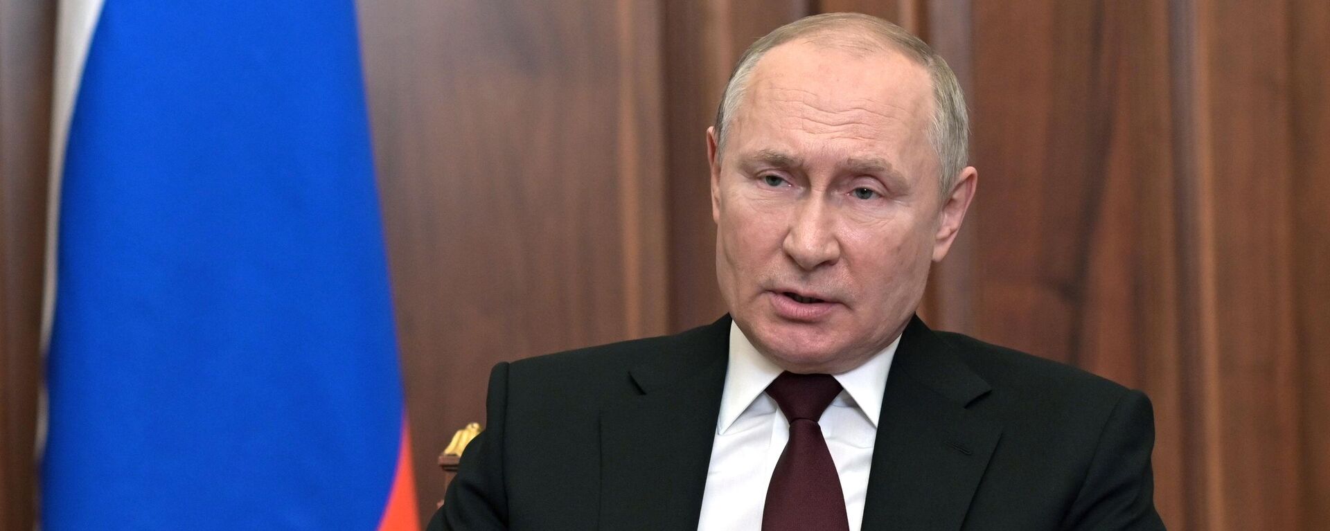 Presidente da Rússia, Vladimir Putin, durante o discurso televisionado à nação, 21 de fevereiro de 2021 - Sputnik Brasil, 1920, 16.03.2022