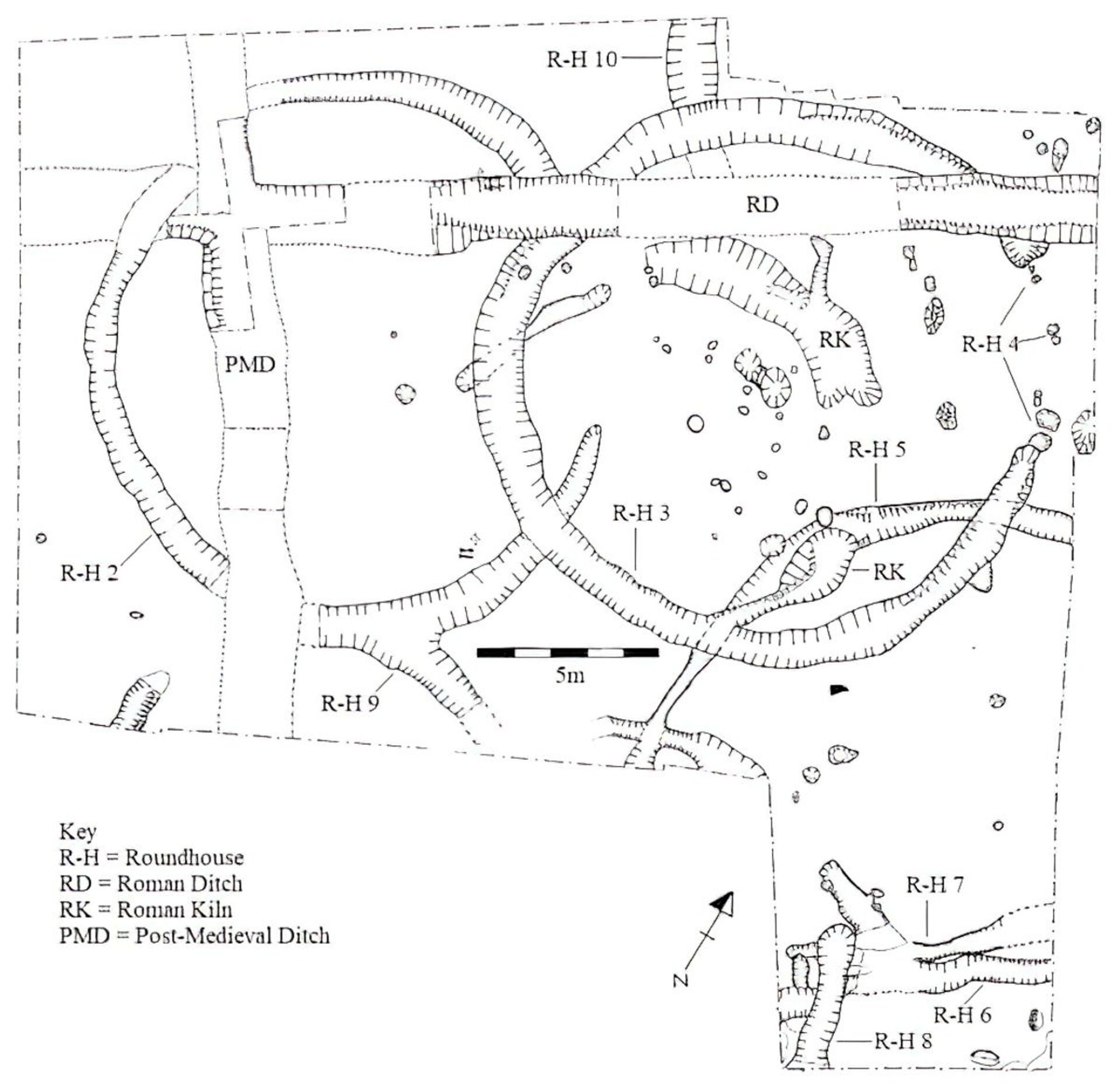 Mapa esquemático de achados no assentamento da Idade do Ferro descoberto por arqueólogos em Poulton, Reino Unido - Sputnik Brasil, 1920, 23.02.2022