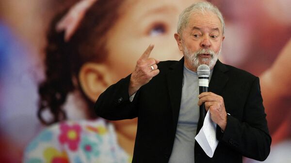 O ex-presidente do Brasil Luiz Inácio Lula da Silva fala no Sindicato dos Metalúrgicos do ABC (Sindicato dos Metalúrgicos do ABC), em São Bernardo do Campo, Brasil 29 de janeiro de 2022 - Sputnik Brasil
