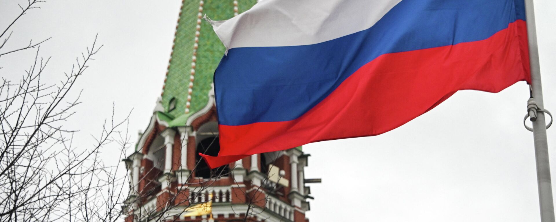 Bandeira russa acena ao lado de uma das torres do Kremlin, no centro de Moscou, em 26 de fevereiro de 2022. - Sputnik Brasil, 1920, 07.04.2022