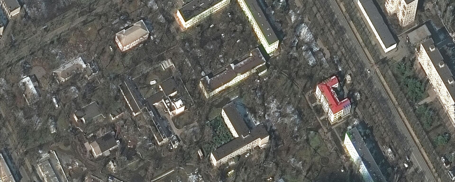 Uma imagem de satélite mostra a maternidade e os edifícios médicos antes do bombardeio em Mariupol, em meio a operação especial militar da Rússia em andamento na Ucrânia, 9 de março de 2022 - Sputnik Brasil, 1920, 10.03.2022