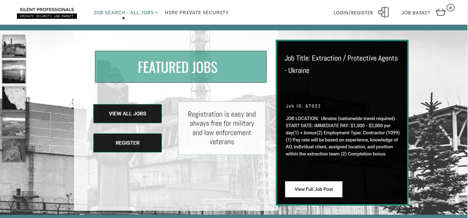 Captura de tela do anúncio da Silent Professionals buscando agentes de extração/proteção na Ucrânia. - Sputnik Brasil, 1920, 15.03.2022