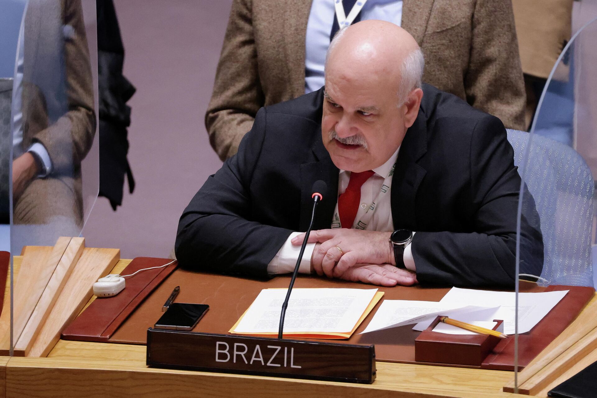 Embaixador do Brasil na ONU, Ronaldo Costa Filho, discursa no Conselho de Segurança das Nações Unidas durante reunião sobre não proliferação de armas de destruição em massa na sede das Nações Unidas em Nova York, EUA, 14 de março de 2022 - Sputnik Brasil, 1920, 31.03.2022