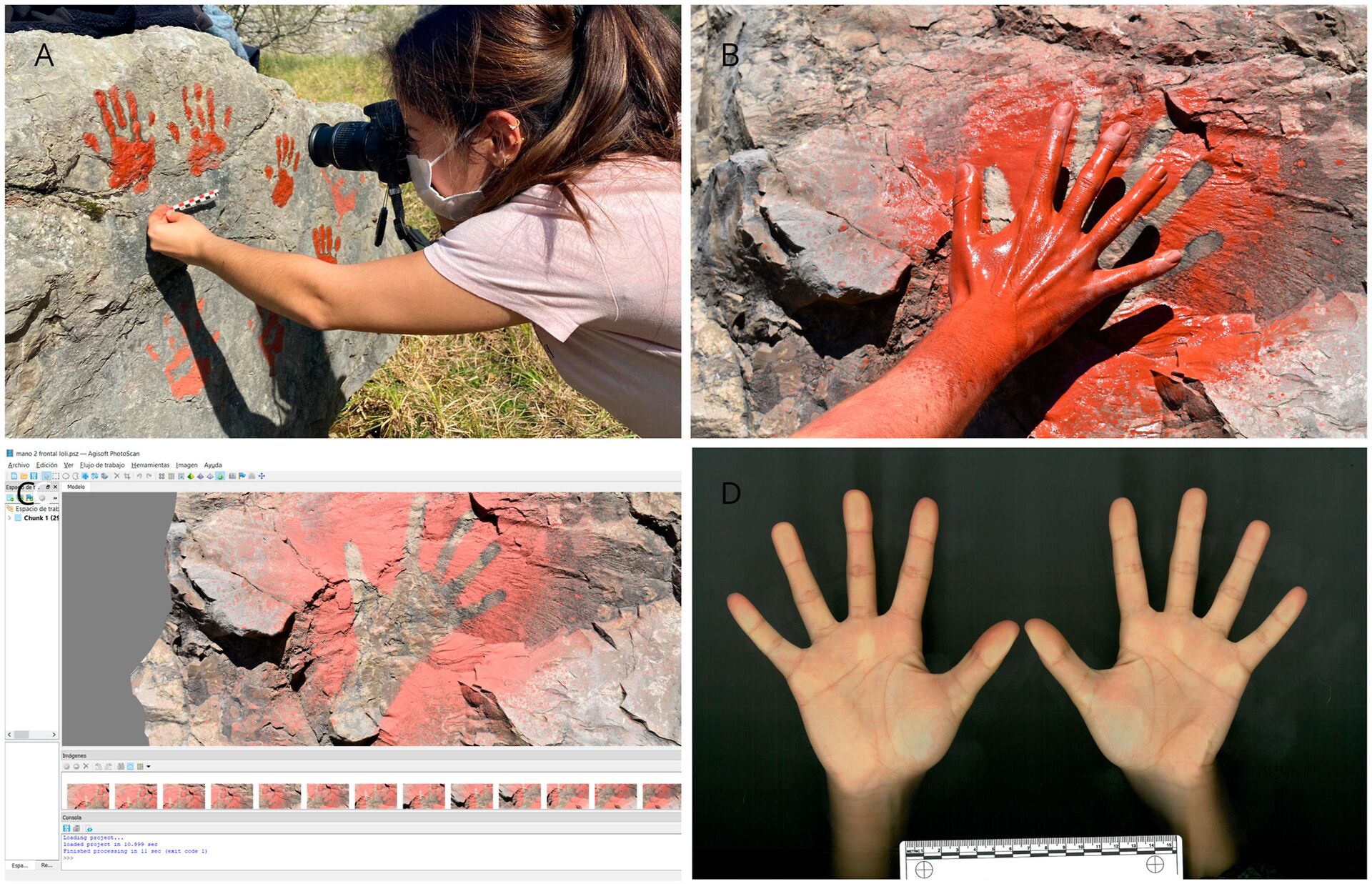 Imagens da técnica utilizada pelos pesquisadores em estudo sobre arte rupestre na Espanha - Sputnik Brasil, 1920, 17.03.2022