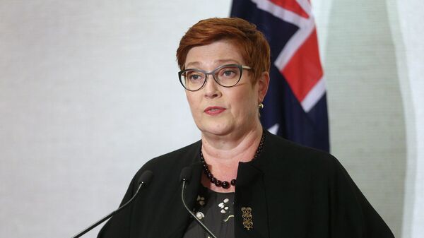 A ministra das Relações Exteriores da Austrália, Marise Payne, participa de coletiva de imprensa, em Melbourne, em 11 de fevereiro de 2022 - Sputnik Brasil
