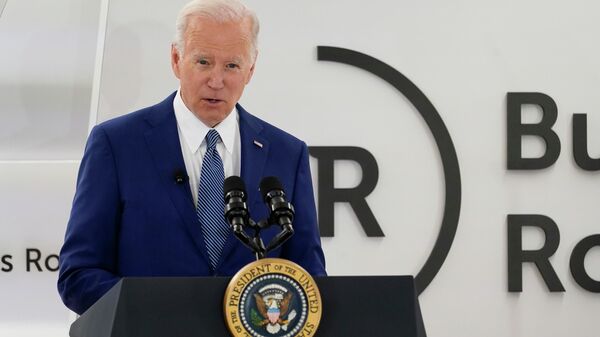 O presidente Joe Biden na reunião trimestral de CEO da associação Mesa Redonda de Negócios, segunda-feira, 21 de março de 2022, em Washington - Sputnik Brasil