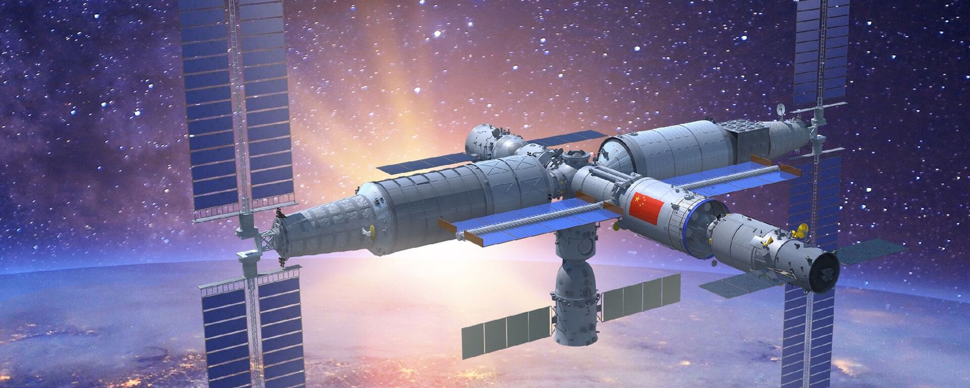 Representação em 3D da estação espacial Tiangong com todos os módulos instalados - Sputnik Brasil, 1920, 14.06.2022