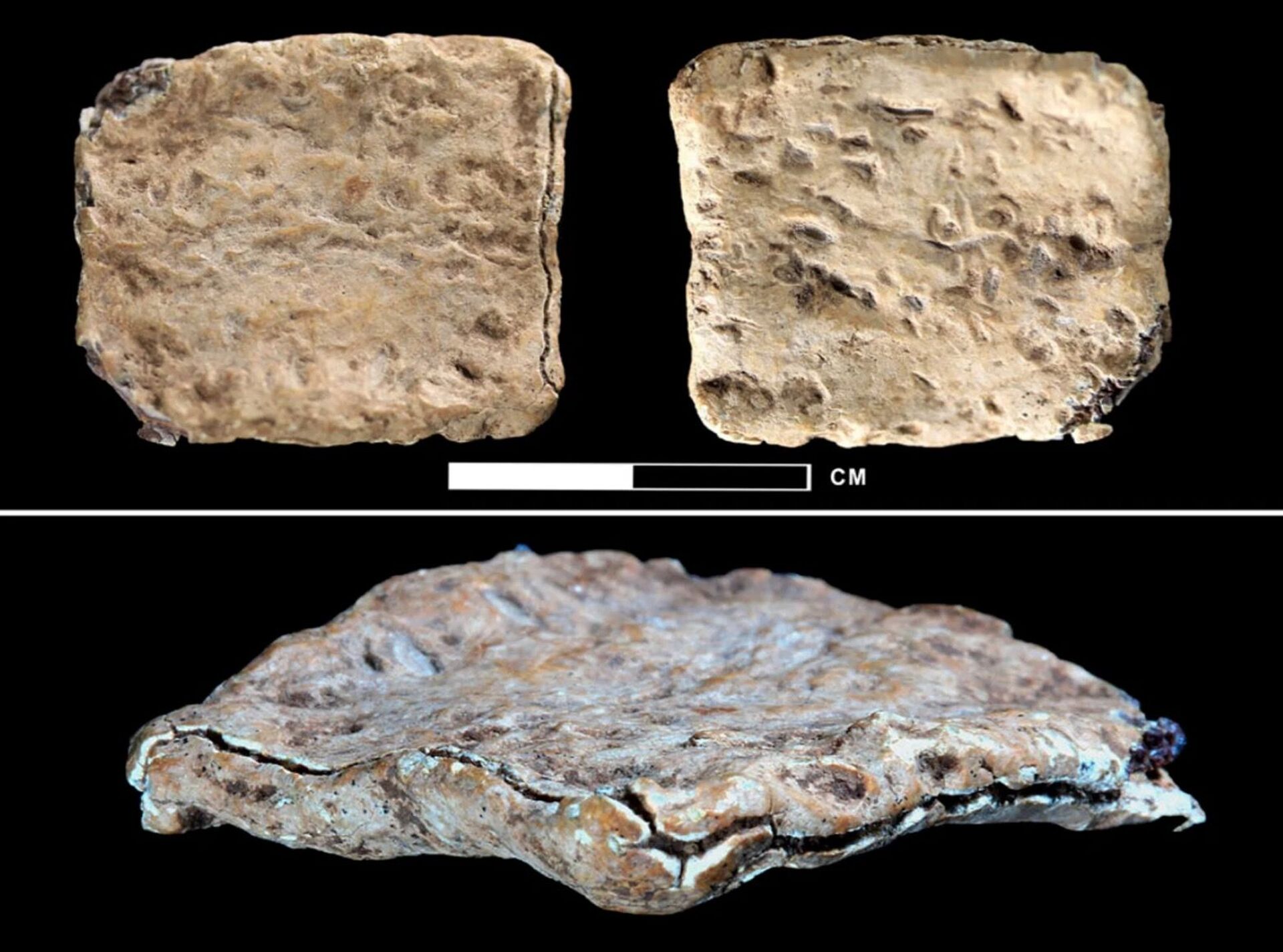 Detalhe da tábua amaldiçoada encontrada em restos de escavações do monte Ebal, em Israel - Sputnik Brasil, 1920, 25.03.2022