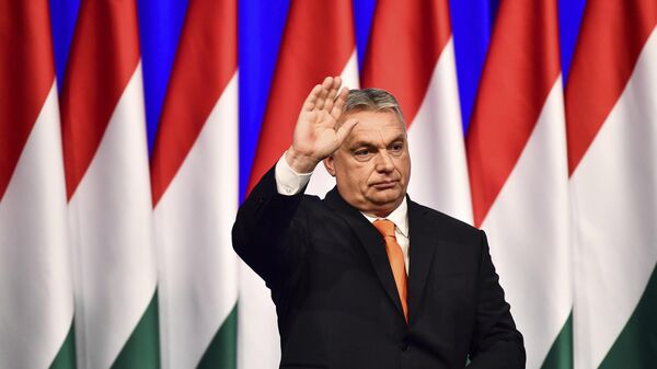 Primeiro-ministro da Hungria, Viktor Orbán, durante seu discurso à nação anual, em Budapeste. Hungria, 12 de fevereiro de 2022 - Sputnik Brasil