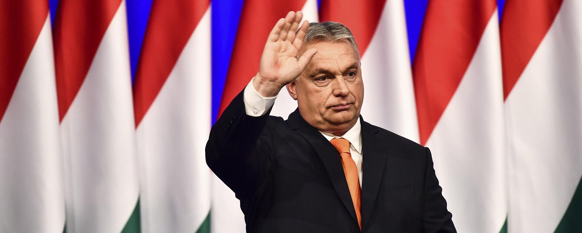 Primeiro-ministro da Hungria, Viktor Orbán, durante seu discurso à nação anual, em Budapeste. Hungria, 12 de fevereiro de 2022 - Sputnik Brasil, 1920, 10.09.2022