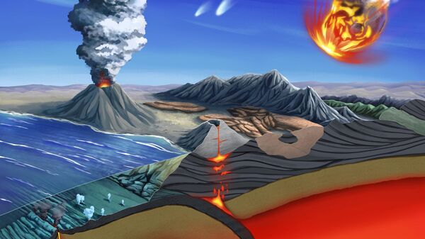 Ilustração representando a chegada do metano à atmosfera da Terra - Sputnik Brasil