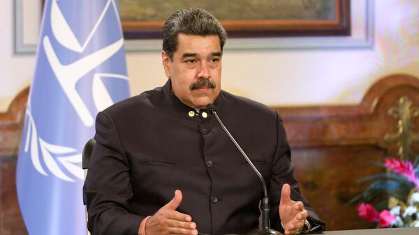 Nicolás Maduro, presidente venezuelano, falando no Palácio Miraflores em Caracas, Venezuela, 31 de março de 2022 - Sputnik Brasil