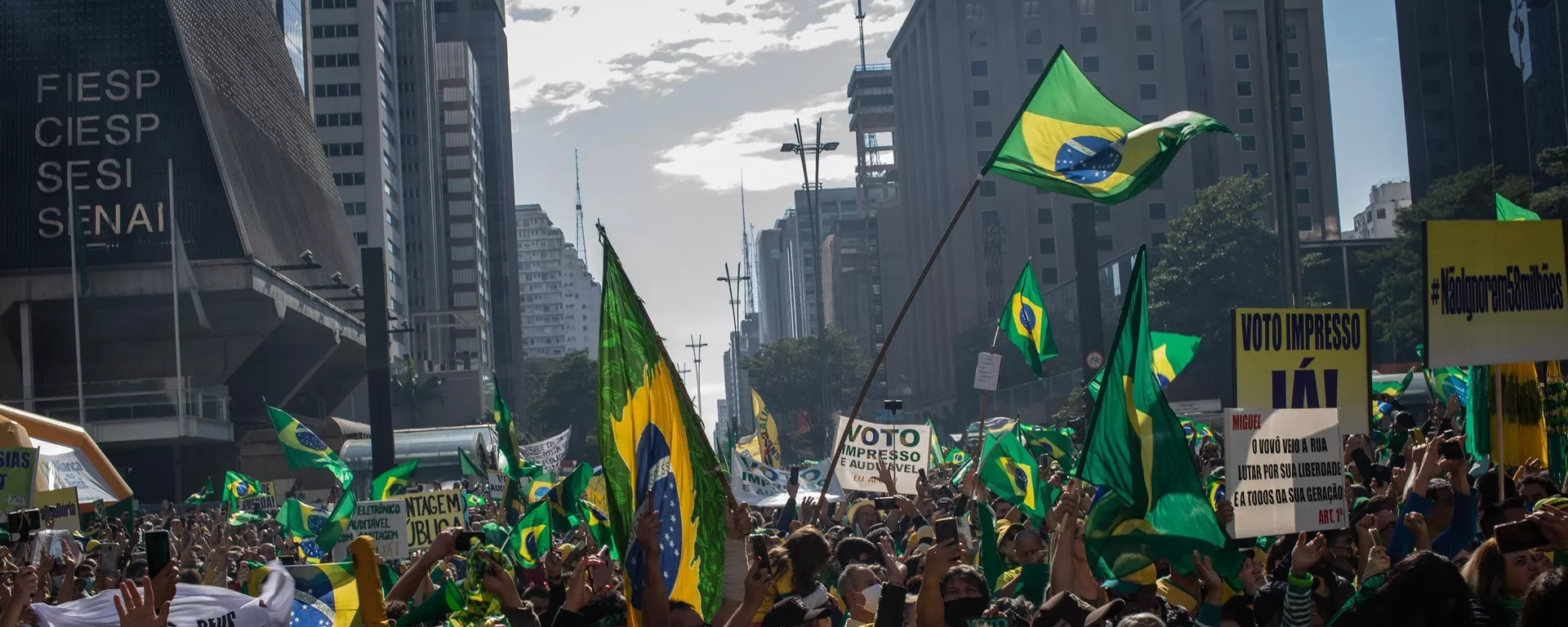 Protesto por voto impresso auditável, convocado por movimentos e parlamentares bolsonaristas , na avenida Paulista, São Paulo, 1º de agosto de 2021 (foto de arquivo) - Sputnik Brasil, 1920, 26.04.2022