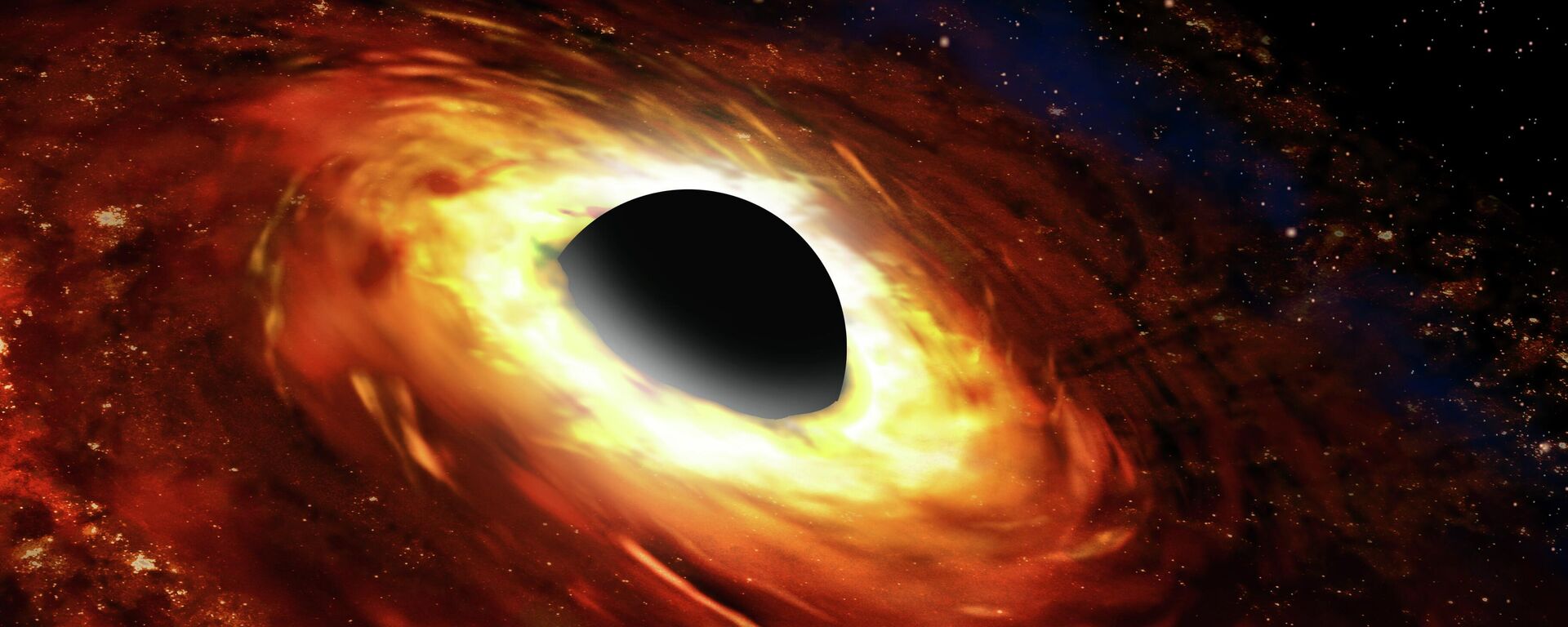 Buracos negros supermassivos são encontrados no centro das galáxias, mastigando gás e poeira que são atraídos para seu forte campo gravitacional. Eles são cercados por um disco de acreção de material quente e rodopiante - Sputnik Brasil, 1920, 03.05.2022