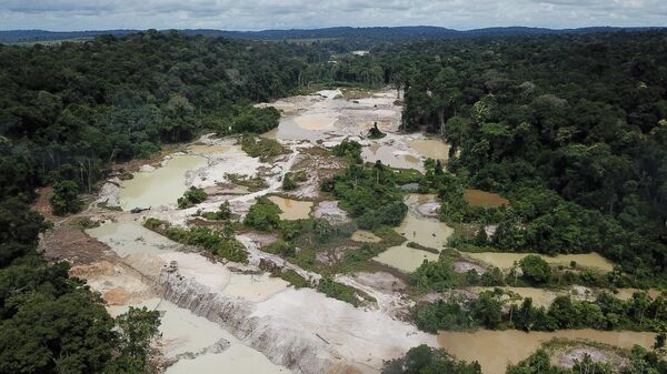 Área de garimpo ilegal na região do rio Crepori, afluente do rio Tapajós, no município de Jacareacanga, no estado do Pará, em 15 de fevereiro de 2022 - Sputnik Brasil