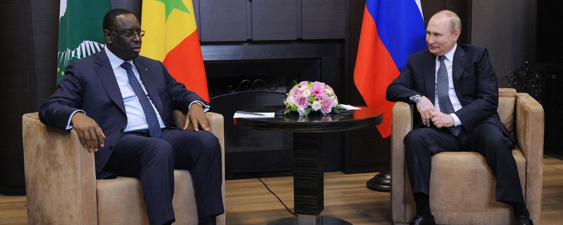 O presidente russo, Vladimir Putin, se encontra com o presidente da União Africana (UA) e do Senegal, Macky Sall, em Sochi, 3 de junho de 2022 - Sputnik Brasil, 1920, 04.06.2022