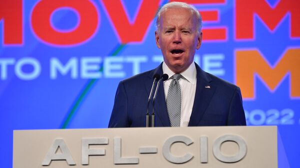 Joe Biden, presidente dos EUA, fala durante convenção no Centro de Convenções de Filaldélfia, Filadélfia, EUA, 14 de junho de 2022 - Sputnik Brasil
