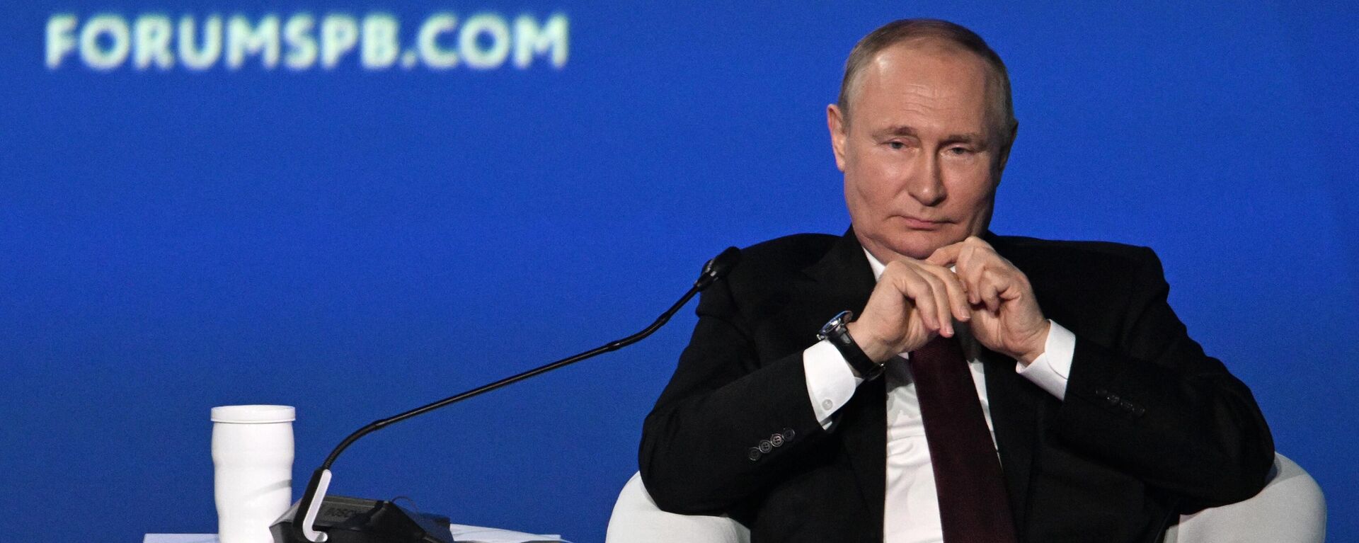 O presidente russo, Vladimir Putin, participa de uma sessão plenária do 25º Fórum Econômico Internacional de São Petersburgo (SPIEF, na sigla em inglês), na Rússia, em 17 de junho de 2022 - Sputnik Brasil, 1920, 07.07.2022