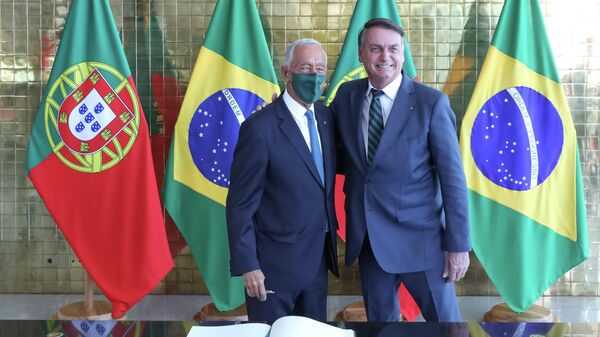 Presidente da República de Portugal, Marcelo Rebelo de Sousa e Jair Bolsonaro no Palácio do Planalto, 2 de agosto de 2021 - Sputnik Brasil