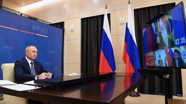 Presidente da Rússia, Vladimir Putin, durante Fórum Empresarial do BRICS, em 17 de novembro de 2020 - Sputnik Brasil