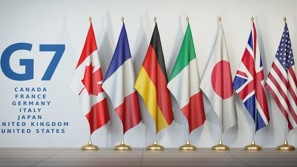 Bandeiras dos Estados-membros do G7, foto publicada em 6 de maio de 2022 - Sputnik Brasil