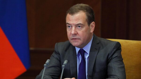 O vice-representante do Conselho de Segurança da Rússia, Dmitry Medvedev, em 15 de fevereiro de 2022 (foto de arquivo) - Sputnik Brasil