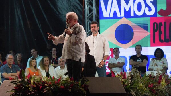 Ex-presidente Luiz Inácio Lula da Silva (PT) discursa em ato de lançamento de sua pré-candidatura à Presidência da República, no Rio de Janeiro, em 7 de julho de 2022 - Sputnik Brasil