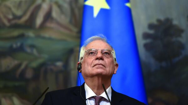 O alto representante da União para os Negócios Estrangeiros e a Política de Segurança, Josep Borrell, durante coletiva de imprensa em 2021 - Sputnik Brasil