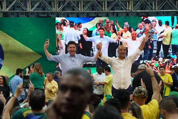 Major Vitor Hugo no lançamento da candidatura de Jair Bolsonaro à reeleição à presidência em convenção no Maracanãzinho  - Sputnik Brasil