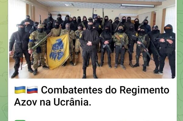 Canal compartilha foto do Regimento Azov e caminho para que brasileiros se tornem mercenários na Ucrânia - Sputnik Brasil