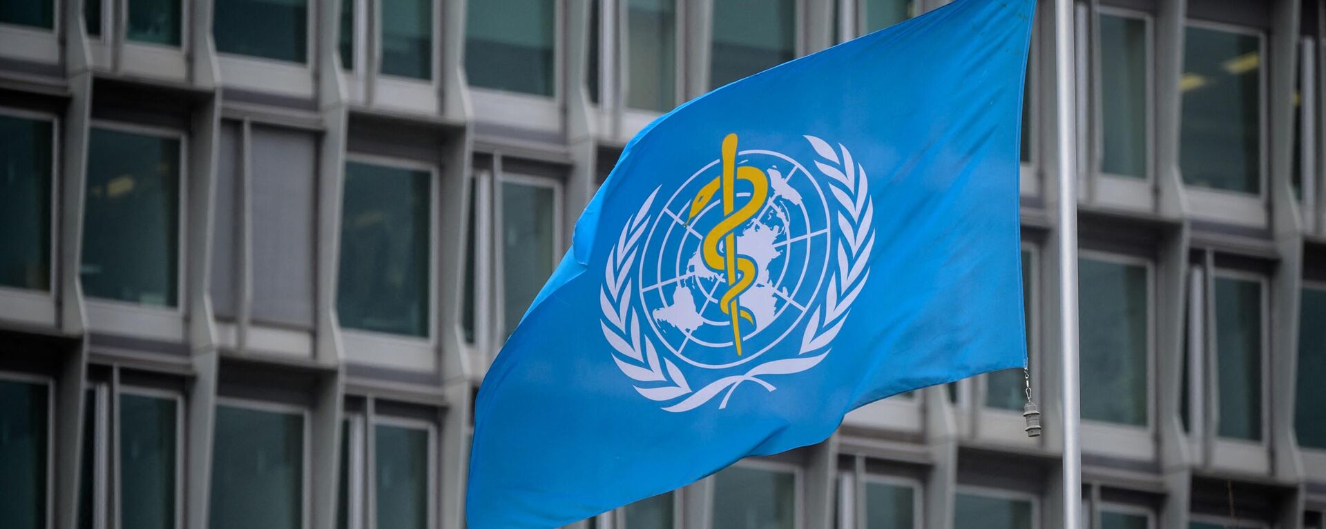 Bandeira da Organização Mundial da Saúde (OMS) em sua sede em Genebra em meio ao surto de coronavírus COVID-19 - Sputnik Brasil, 1920, 26.07.2022