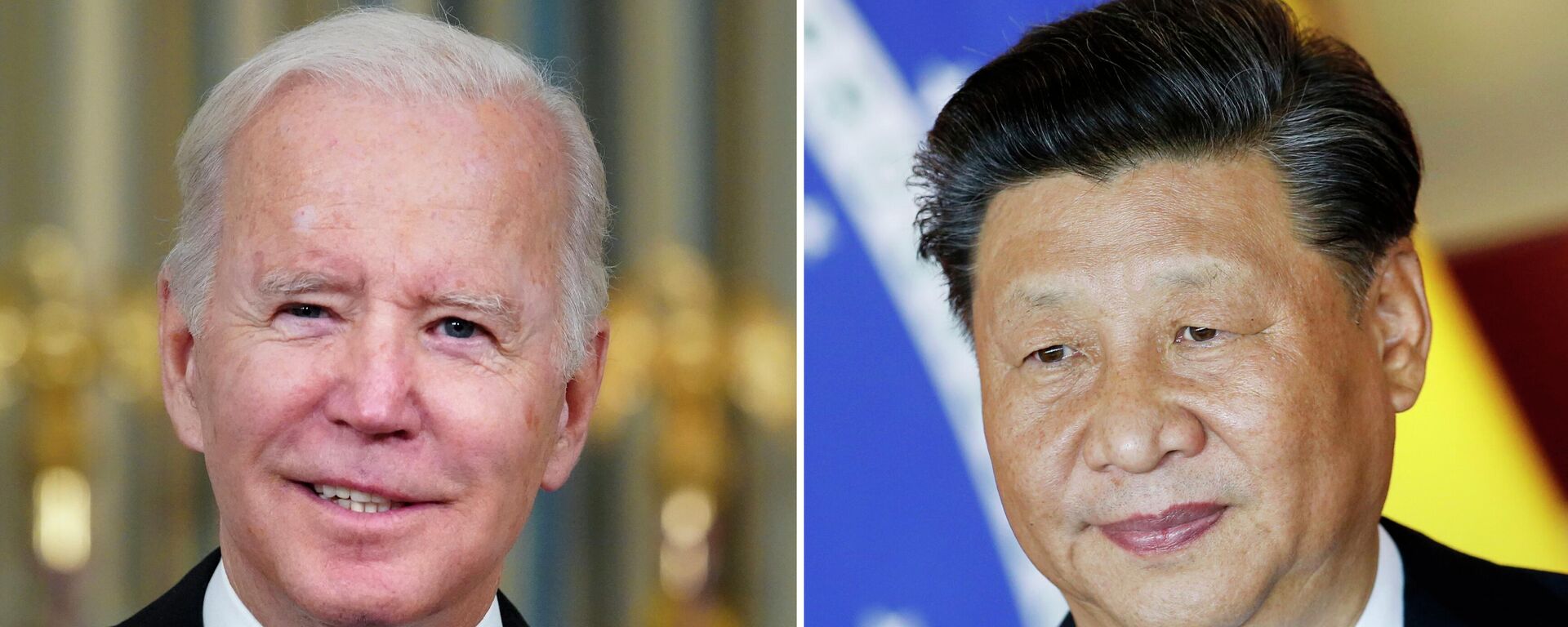 O presidente dos EUA, Joe Biden, em Washington, em 6 de novembro de 2021; e o presidente da China, Xi Jinping, em Brasília, no Brasil, em 13 de novembro de 2019 - Sputnik Brasil, 1920, 15.08.2022