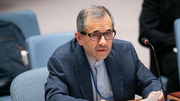 Majid Takht Ravanchi, representante do Irã na ONU, durante reunião do Conselho de Segurança - Sputnik Brasil
