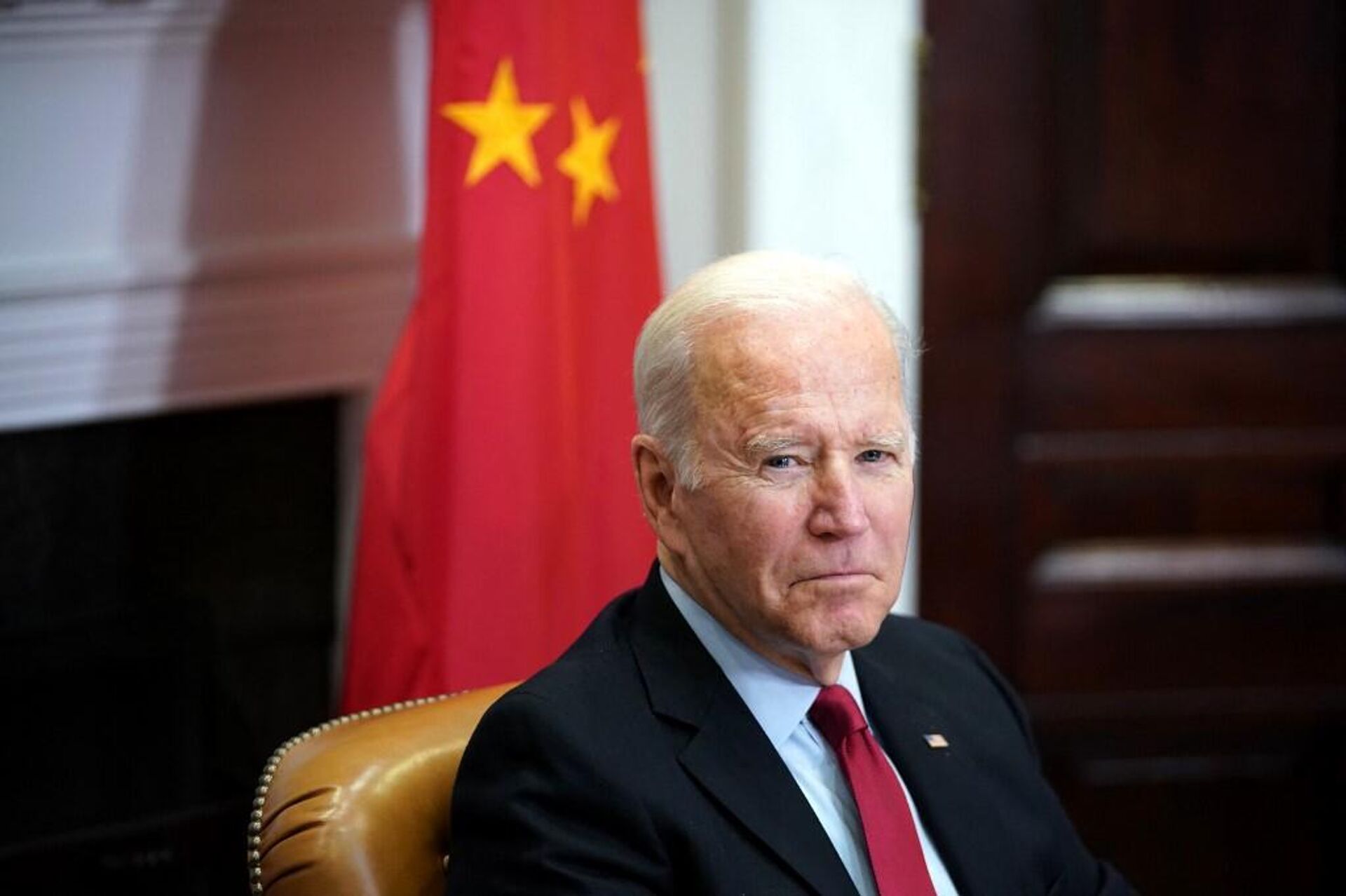 Joe Biden, presidente dos EUA, durante reunião com seu homólogo chinês, Xi Jinping (fora da foto), em 2021 - Sputnik Brasil, 1920, 03.01.2023