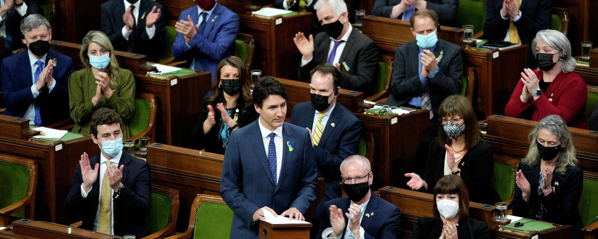 O primeiro-ministro canadense Justin Trudeau na Câmara dos Comuns na Colina do Parlamento em Ottawa, em 15 de março de 2022 - Sputnik Brasil, 1920, 17.08.2022