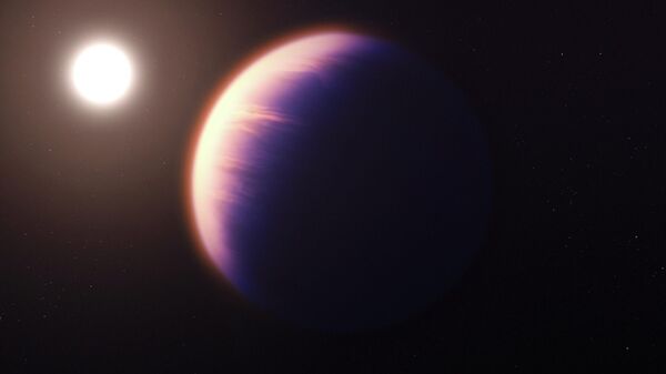 Esta ilustração mostra a aparência do exoplaneta WASP-39 b, com base na compreensão atual do planeta - Sputnik Brasil