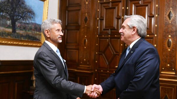 Ministro das Relações Exteriores da Índia, Subrahmanyam Jaishankar se encontra com o presidente argentino Alberto Fernández - Sputnik Brasil