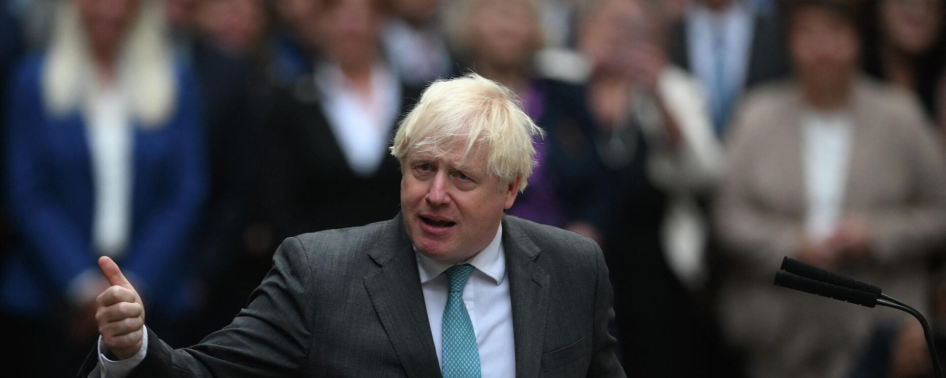 Primeiro-ministro cessante britânico, Boris Johnson, faz o seu discurso final junto de 10 Downing Street, Londres, 6 de setembro de 2022 - Sputnik Brasil, 1920, 06.09.2022