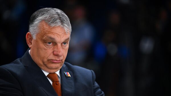 O primeiro-ministro da Hungria, Viktor Orbán, aguarda uma reunião do Conselho do Atlântico Norte durante a cúpula da Organização do Tratado do Atlântico Norte (OTAN) no centro de congressos Ifema em Madri, 30 de junho de 2022 - Sputnik Brasil