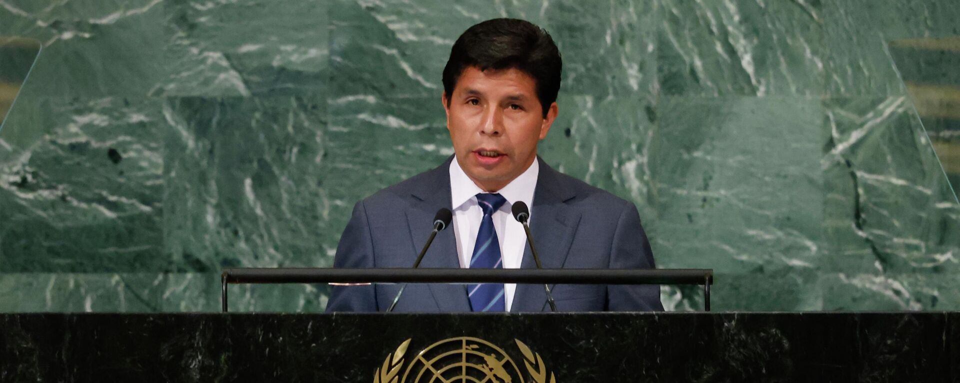 O presidente do Peru, Pedro Castillo, discursa na Assembleia Geral das Nações Unidas, em 20 de setembro de 2022 - Sputnik Brasil, 1920, 20.09.2022