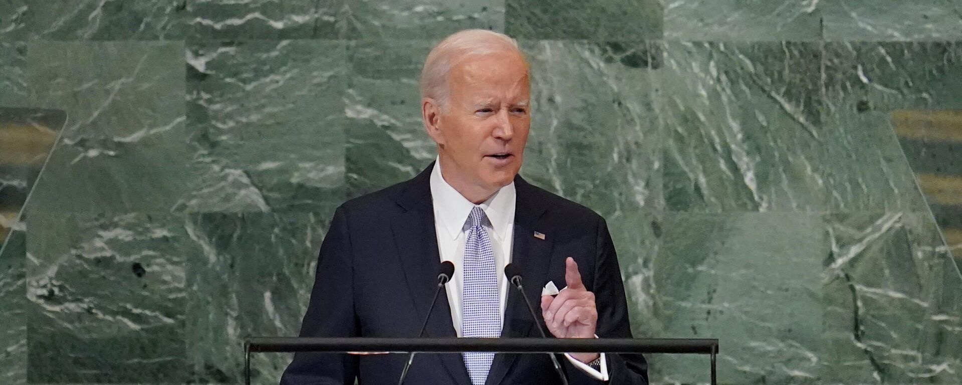 O presidente Joe Biden discursa na 77ª sessão da Assembleia Geral das Nações Unidas, em 21 de setembro de 2022 - Sputnik Brasil, 1920, 21.09.2022