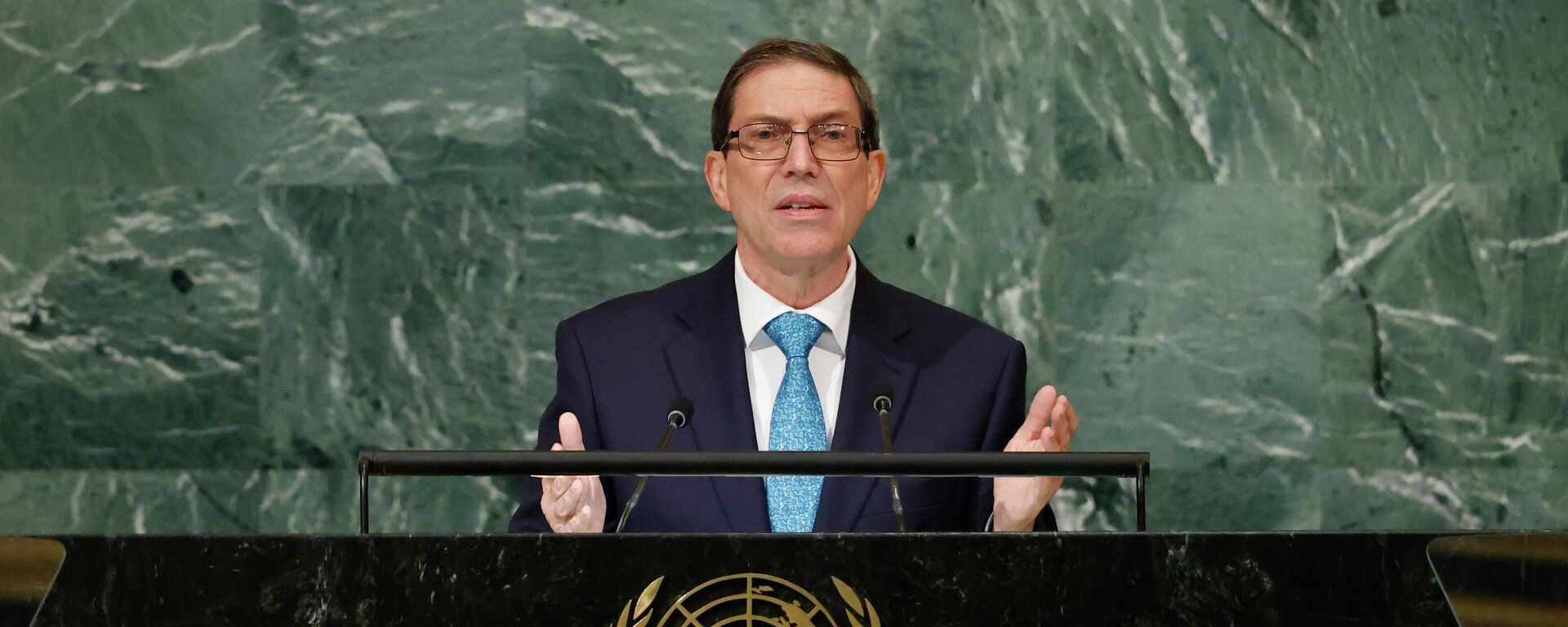O chanceler de Cuba, Bruno Rodriguez Parrilla, discursa durante a 77ª sessão da Assembleia Geral da ONU. Nova Iorque, 21 de setembro de 2022. - Sputnik Brasil, 1920, 21.09.2022