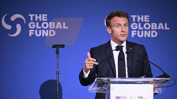 Emmanuel Macron, presidente da França, fala em conferência em Nova York, EUA, 21 de setembro de 2022 - Sputnik Brasil