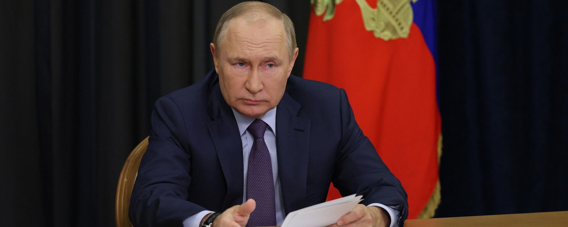 Presidente da Rússia, Vladimir Putin, durante reunião em formato de videoconferência sobre assuntos agrários, 27 de setembro de 2022 - Sputnik Brasil, 1920, 27.09.2022