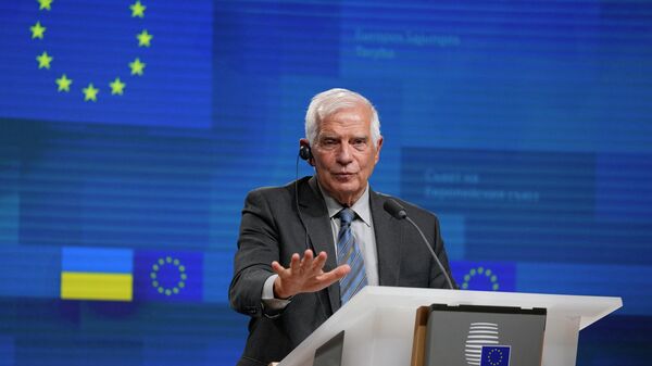O chefe de política externa da União Europeia (UE), Josep Borrell, durante entrevista coletiva no fim do Conselho de Associação UE-Ucrânia, no Conselho Europeu. Bruxelas, Bélgica, 5 de setembro de 2022 - Sputnik Brasil
