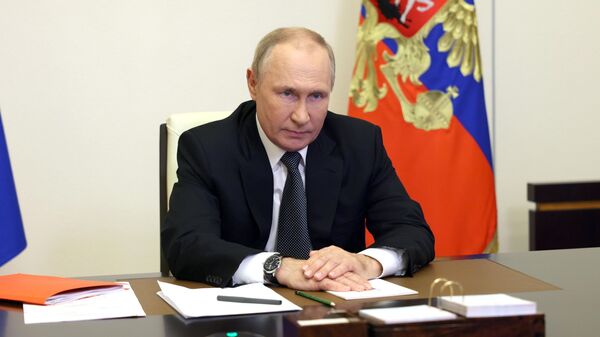 O presidente russo, Vladimir Putin, durante o Conselho de Segurança da Rússia - Sputnik Brasil