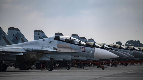 Caças Su-30SM da Força Aeroespacial russa durante a operação especial - Sputnik Brasil