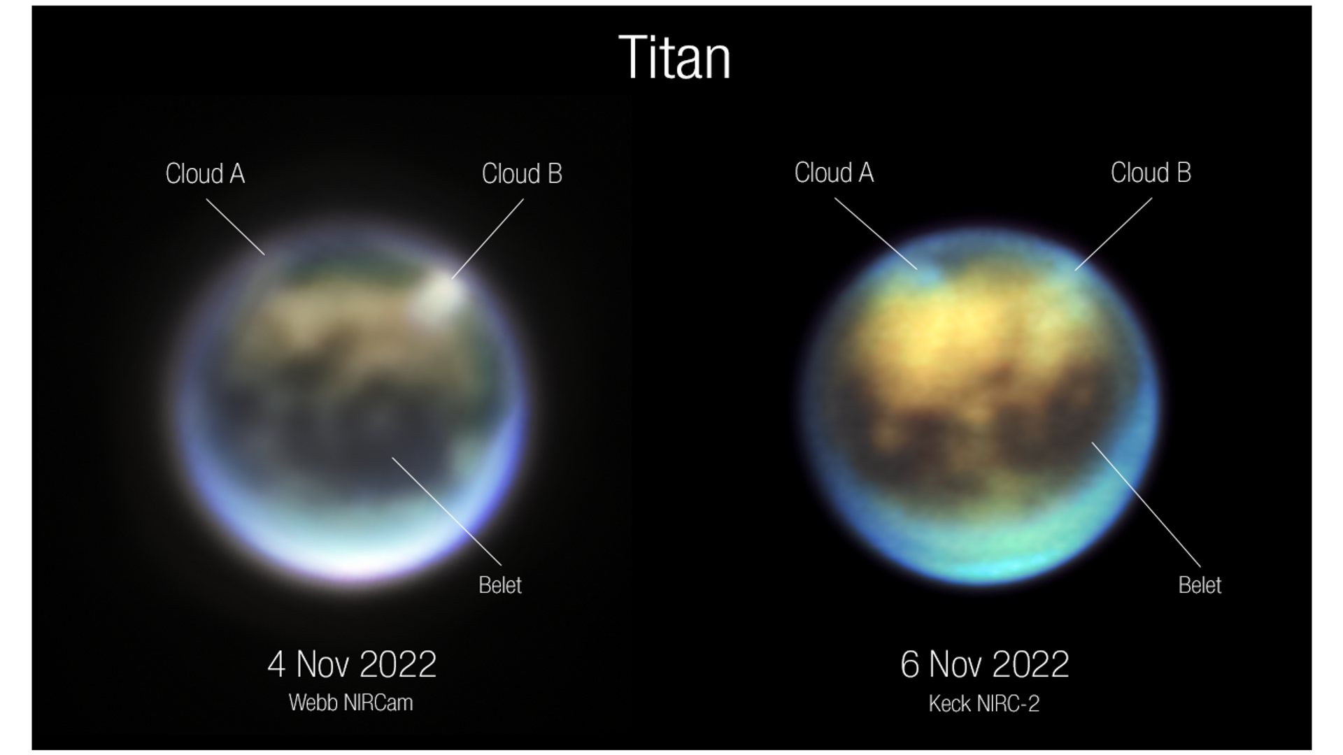 O telescópio James Webb observou como nunca Titã, umas das luas de Saturno, onde se pensa que possa existir alguma forma de vida extraterrestre - Sputnik Brasil, 1920, 04.12.2022